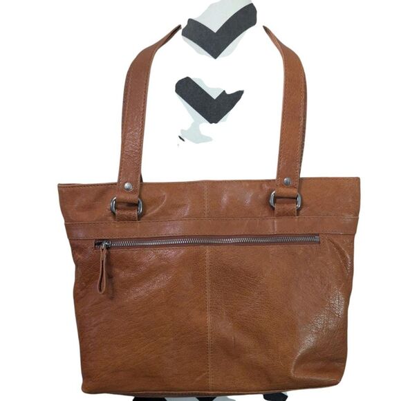 Spikes & Sparrow Cognac Leather Tote Bag w/ Laptop Sleeve - Picture 6 of 6